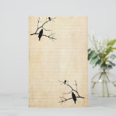 Halloween Raven and Owl Old Paper Stationary Briefpapier (Stehend Vorderseite)