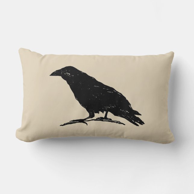 Halloween Raven Black Fall Throw Kissen (Vorderseite)
