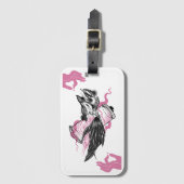 Halloween Raven Card Slot mit rosa Buddha Hands Gepäckanhänger (Vorderseite Vertikal)