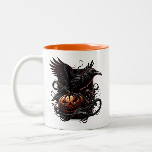 Halloween Raven Coffee Mug Zweifarbige Tasse (Links)