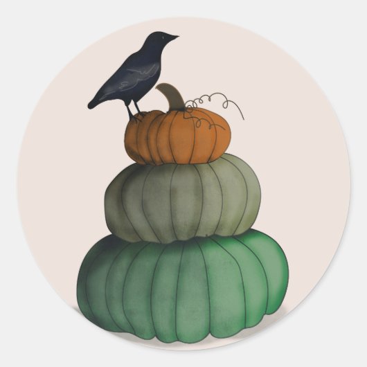 Halloween Raven Crow Classic Round Sticker (Vorderseite)