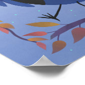 Halloween Raven Crow Moon Art Print Poster (Ecke)