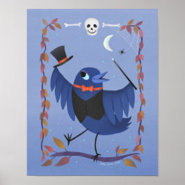 Halloween Raven Crow Moon Art Print Poster