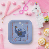 Halloween Raven Crow Moon Blue Pappteller (Party)