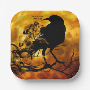 Halloween Raven Crows Orange Moon Black Specter Pappteller