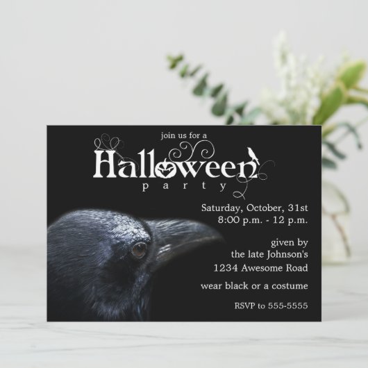 Halloween Raven Einladung (Stehend Vorderseite)