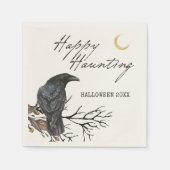 Halloween Raven Happy Haunting Paper Napkin Serviette (Vorderseite)