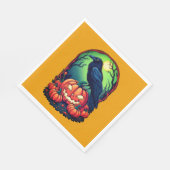 Halloween Raven in einem Kürbis Serviette (Ecke)