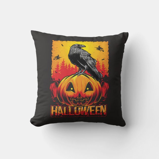Halloween-Raven-Kissen Kissen (Vorderseite)
