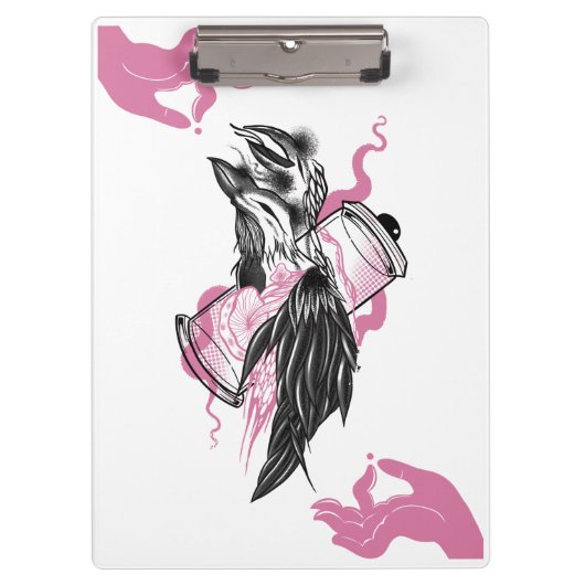 Halloween Raven mit Lotus Hands Art Spiral Notebo Klemmbrett (Vorderseite)
