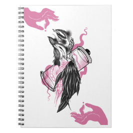 Halloween Raven mit Lotus Hands Art Spiral Notebo Notizblock