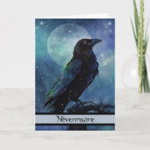 Halloween Raven Nevermore Edgar Allan Poe Moon Karte (Vorderseite)