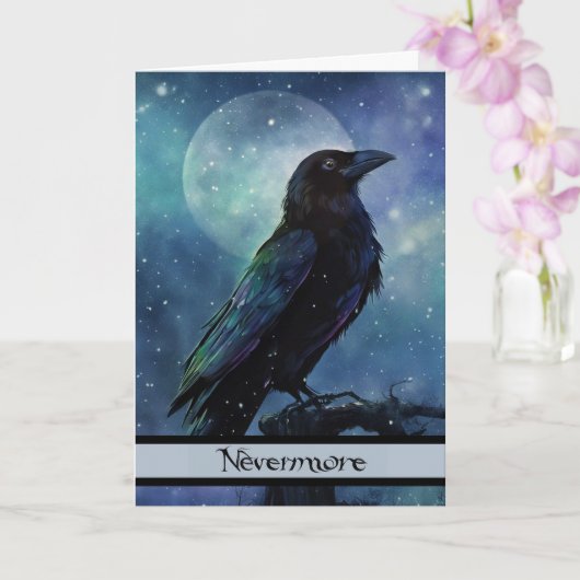 Halloween Raven Nevermore Edgar Allan Poe Moon Karte (Orchidee)