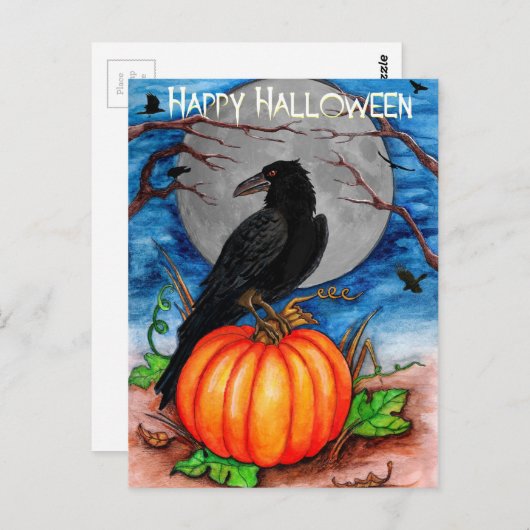 Halloween Raven Postkarte (Vorne/Hinten)
