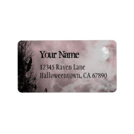 Halloween Raven Red Sky Custom Address Label Adressaufkleber