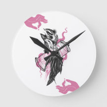 Halloween Raven Round Acrylic Wall Clock