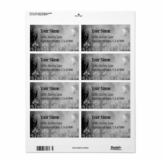 Halloween Raven Sky Black Custom Large Label (Vorne)