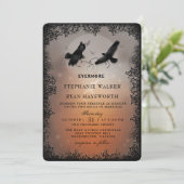 Halloween Ravens und Hearts Evermore Hochzeit Einladung (Stehend Vorderseite)
