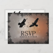Halloween Ravens Wedding RSVP Matching PostCard Einladungspostkarte (Vorne/Hinten)