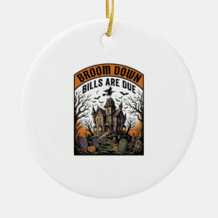 Halloween-Rechnungseintreiber-Hexenbesen-Bruch-Des Keramik Ornament