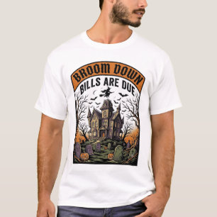 Halloween-Rechnungseintreiber-Hexenbesen-Bruch-Des T-Shirt