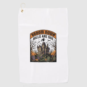 Halloween-Rechnungseinzug-Hexenbesen-Bruch-Design_ Golfhandtuch