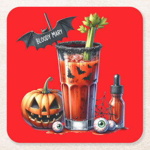 Halloween Rechteckiger Pappuntersetzer