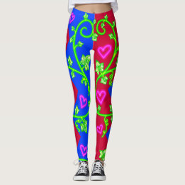 Halloween Red and Blue Diamonds and Ivy Leggings