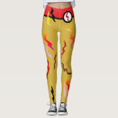 Halloween Red Black Gold Blitze Leggings (Vorderseite)