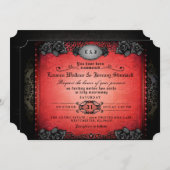 Halloween Red & Black Gothic Wedding REZEPTION Einladung (Vorne/Hinten)