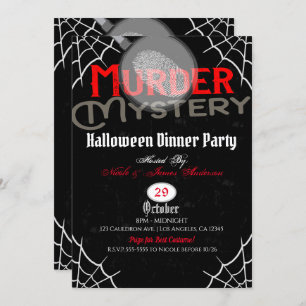 Halloween Red Black Murder Mystery Dinner Party Einladung