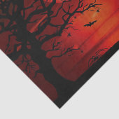 Halloween Red Full Moon Black Tree Witch Bat Beäng Seidenpapier (Ausschnitt)