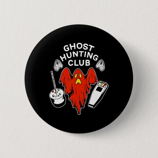 Halloween Red Ghost Hunting Club Spooky Hunter Button (Vorderseite)