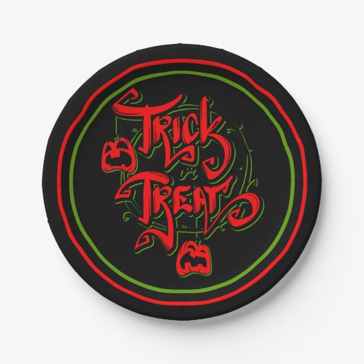 Halloween Red Green Trick oder Treat Pumpkins Part Pappteller (Vorderseite)