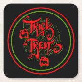Halloween Red Green Trick oder Treat Pumpkins Part Rechteckiger Pappuntersetzer (Vorderseite)