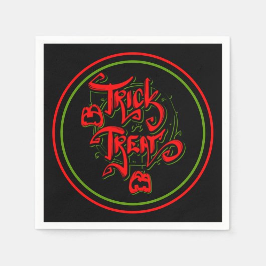 Halloween Red Green Trick oder Treat Pumpkins Part Serviette (Vorderseite)