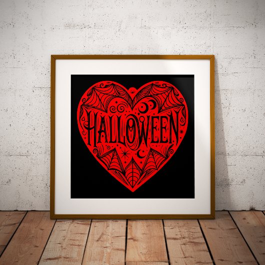 Halloween, Red Heart Shape, Holiday Foliendrucke
