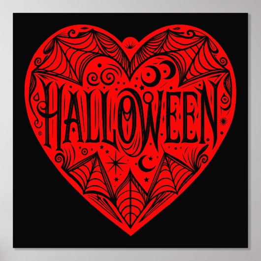 Halloween, Red Heart Shape, Holiday Foliendrucke (Vorderseite)