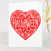 Halloween, Red Heart Shape, Holiday Karte (Gelbe Blume)