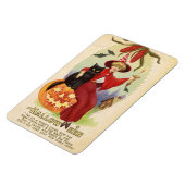 Hallowe'en Red Hexe und Black Cat Vintag Magnet (Linke Seite)