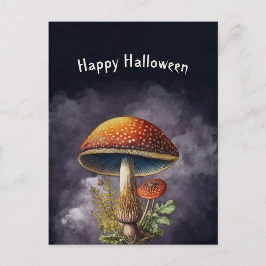 Halloween Red Mushroom Feiertagspostkarte (Vorderseite)