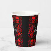 Halloween Red Skull Damask Gothic Custom Pappbecher (Links)