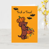 Halloween Red Smooth Hair Dackel Card Karte (Gelbe Blume)