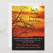 Halloween Red Sunset Sihouette Einladung (Rückseite)