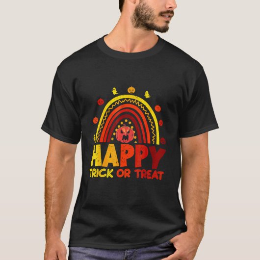 Halloween Regenbogen Glückliches Süßes-oder-Saures T-Shirt (Vorderseite)