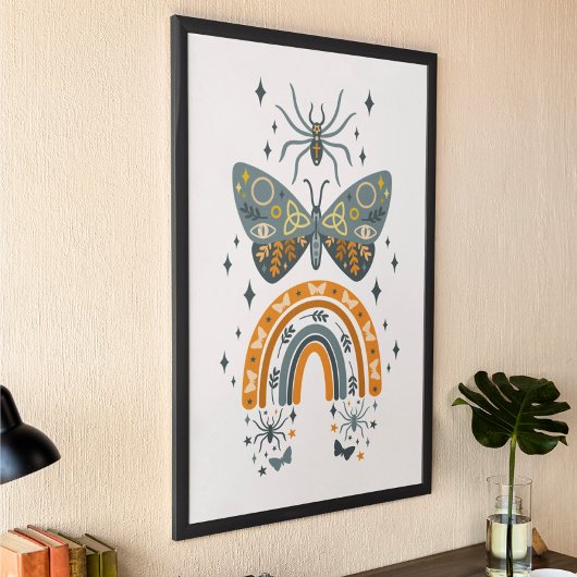 Halloween Regenbogen, Schmetterlinge und Spinnen Poster