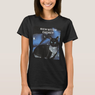 Halloween Reiche Hexenenergie Schwarze Katze Glamo T-Shirt