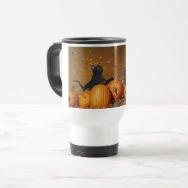 Halloween-Reiseumarmung mit schwarzen Katzen Reisebecher