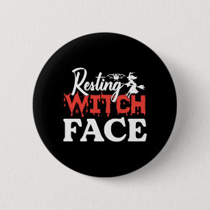 Halloween Resting Witch Facce Birthday Button