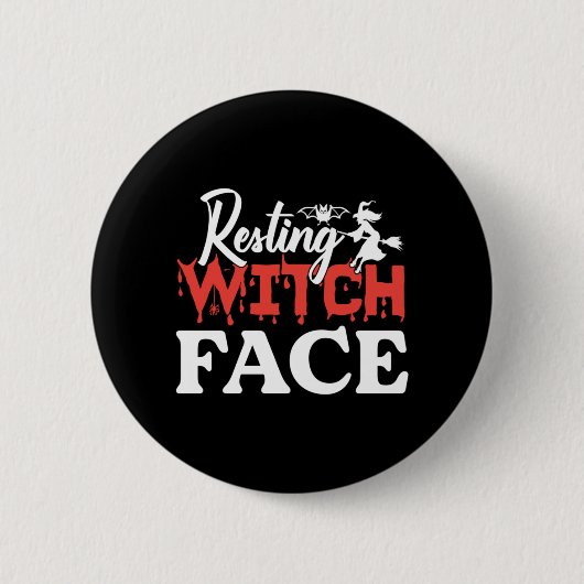 Halloween Resting Witch Facce Birthday Button (Vorderseite)